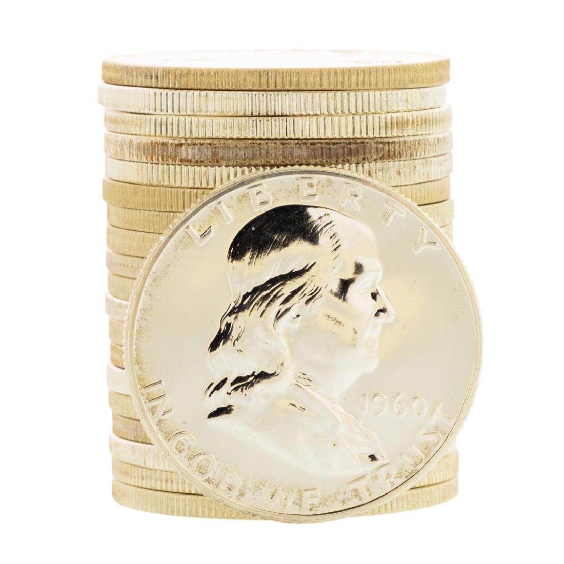 Roll of (20) Proof 1960 Franklin Half Dollar Coins: One Roll of (20) Proof 1960 Franklin Half Dollar Coins.
