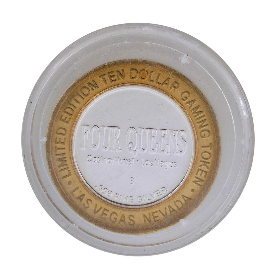 .999 Silver Four Queens Casino Hotel Las Vegas $10: One .999 Silver Four Queens Casino Hotel Las Vegas $10 Limited Edition Gaming Token.