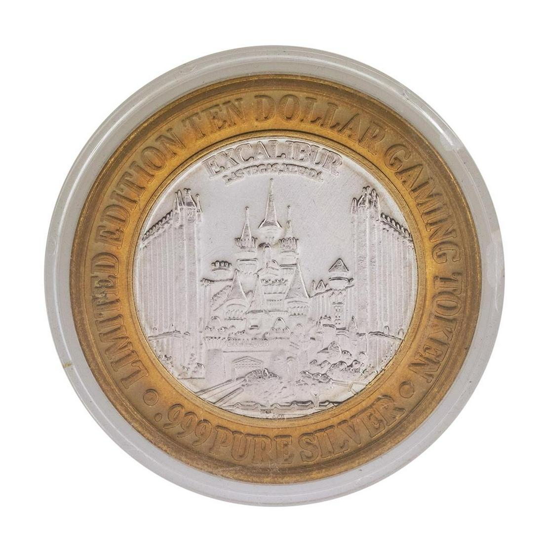 .999 Silver Excalibur Las Vegas Nevada $10 Casino: One .999 Silver Excalibur Las Vegas Nevada $10 Casino Limited Edition Gaming Token.