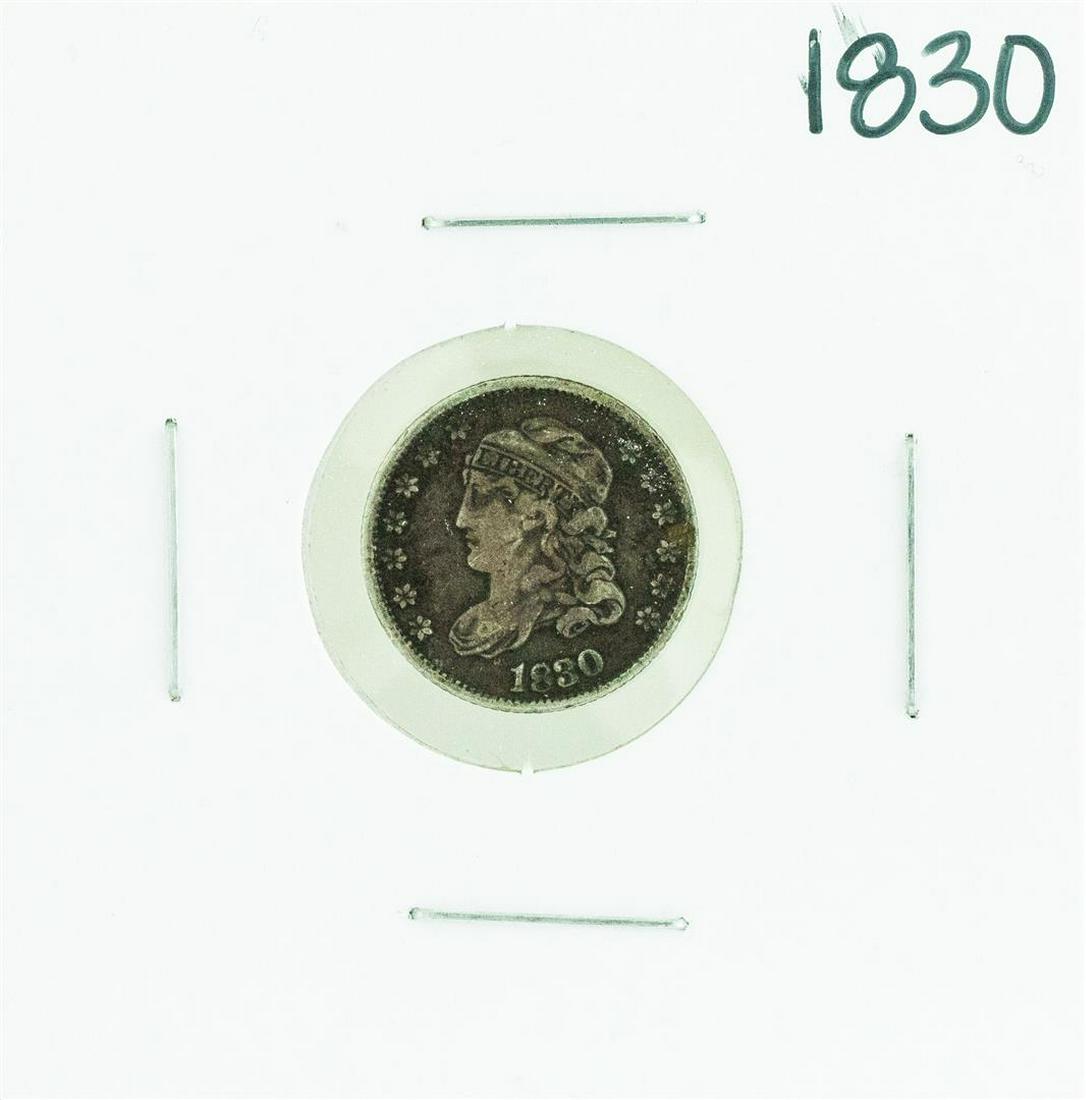 1830 Capped Bust Half Dime Coin: One 1830 Capped Bust Half Dime Coin.