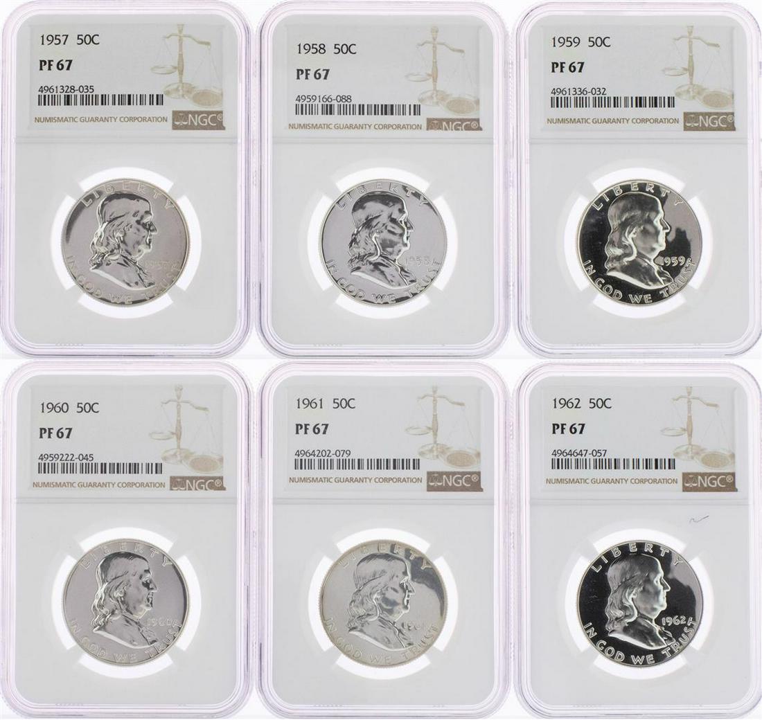 1957 50c Silver Proof Franklin Half Dollar NGC PF 67