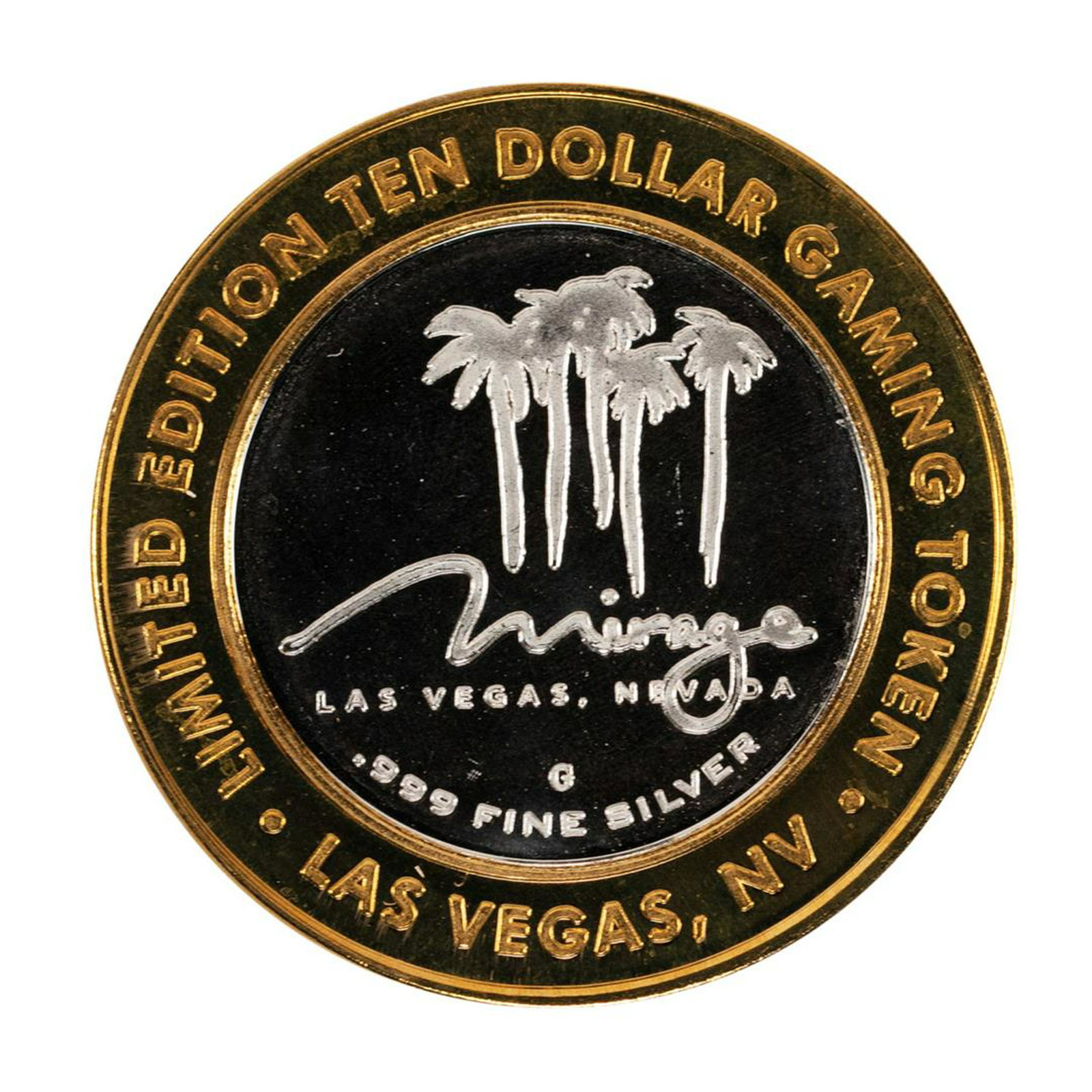 .999 Silver Mirage Las Vegas Nevada $10 Casino Limited: One .999 Silver Mirage Las Vegas Nevada $10 Casino Limited Edition Gaming Token.