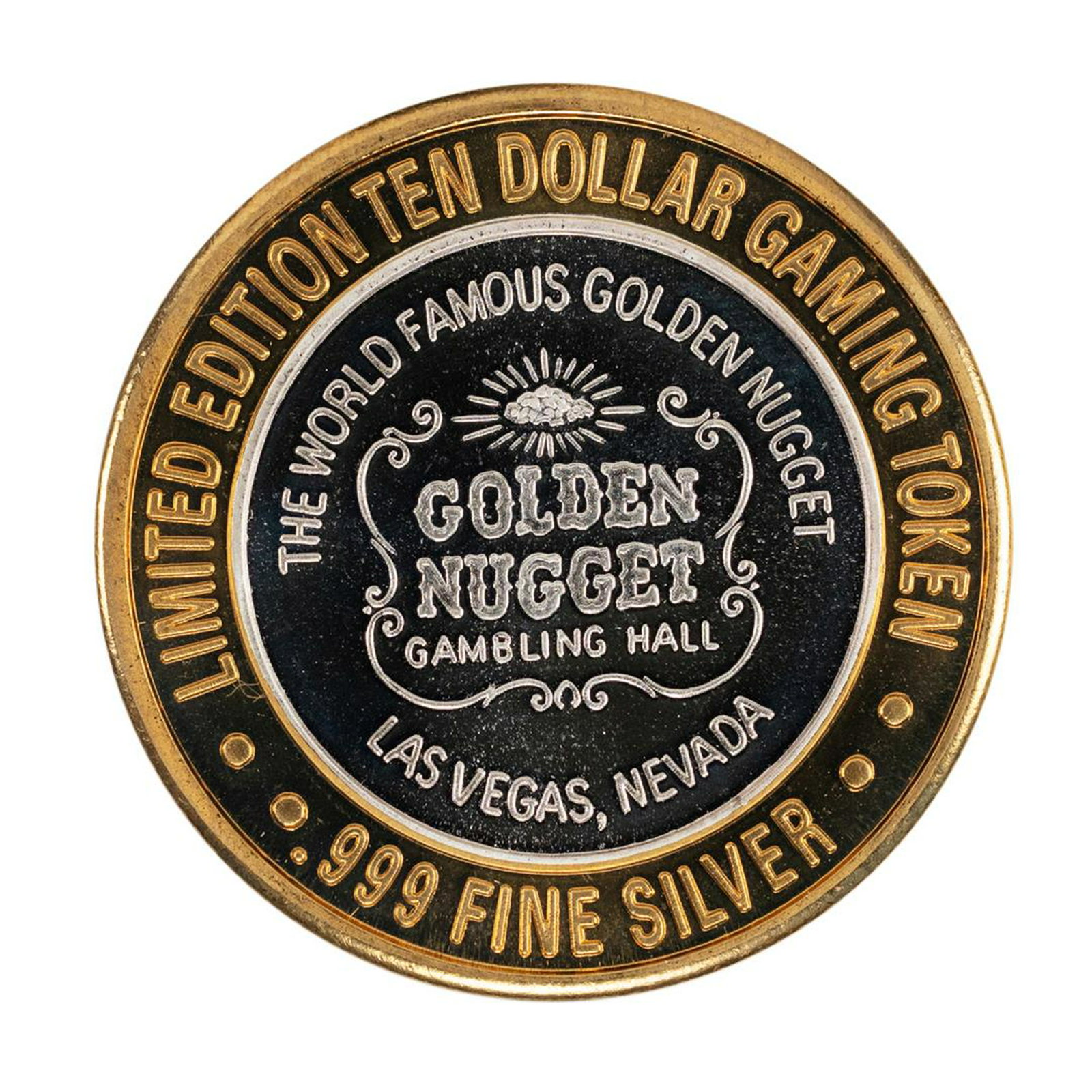 .999 Silver Golden Nugget Las Vegas $10 Limited Edition: One .999 Silver Golden Nugget Las Vegas $10 Limited Edition Casino Gaming Token.