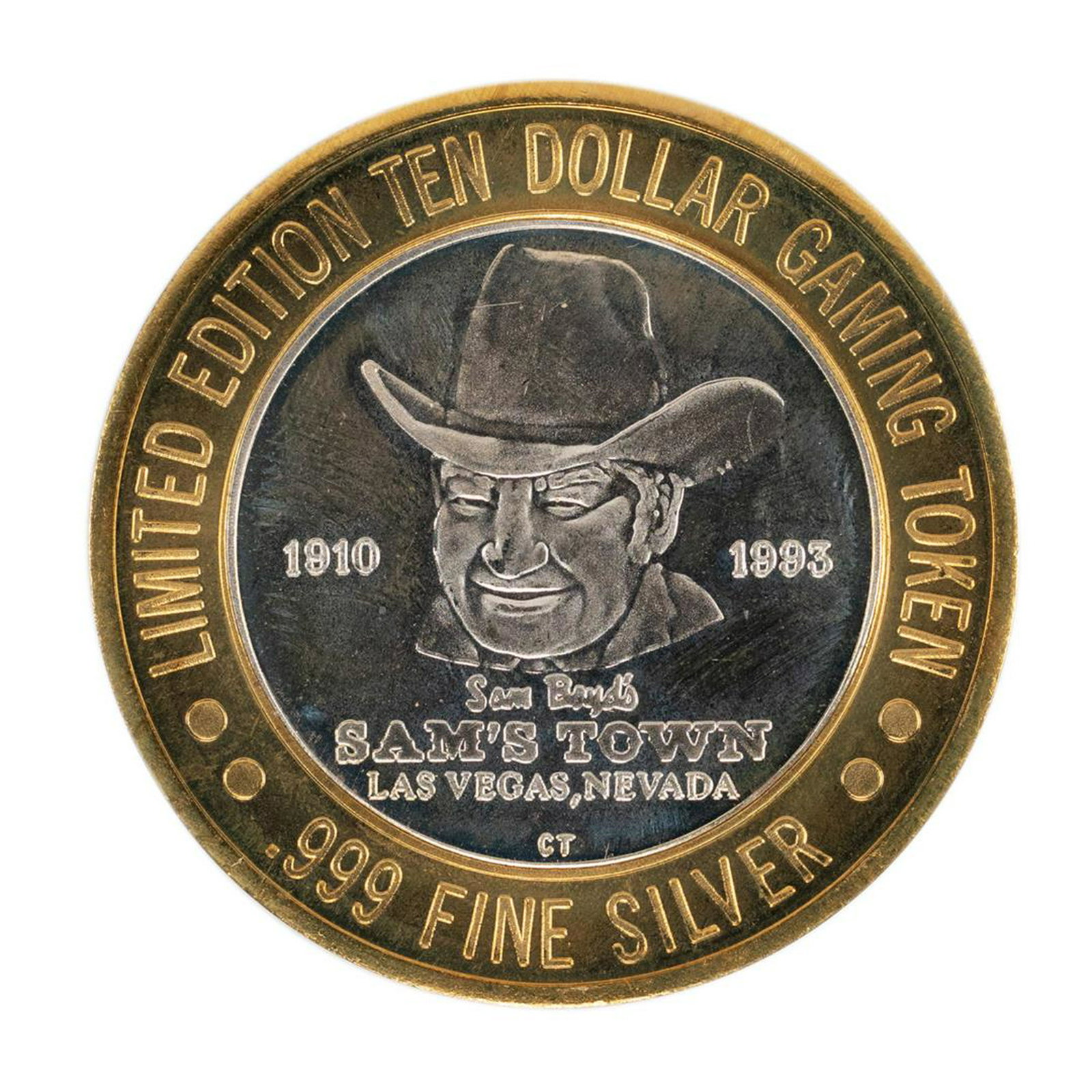 .999 Silver Sam's Town Las Vegas Nevada $10 Casino: One .999 Silver Sam's Town Las Vegas Nevada $10 Casino Limited Edition Gaming Token.