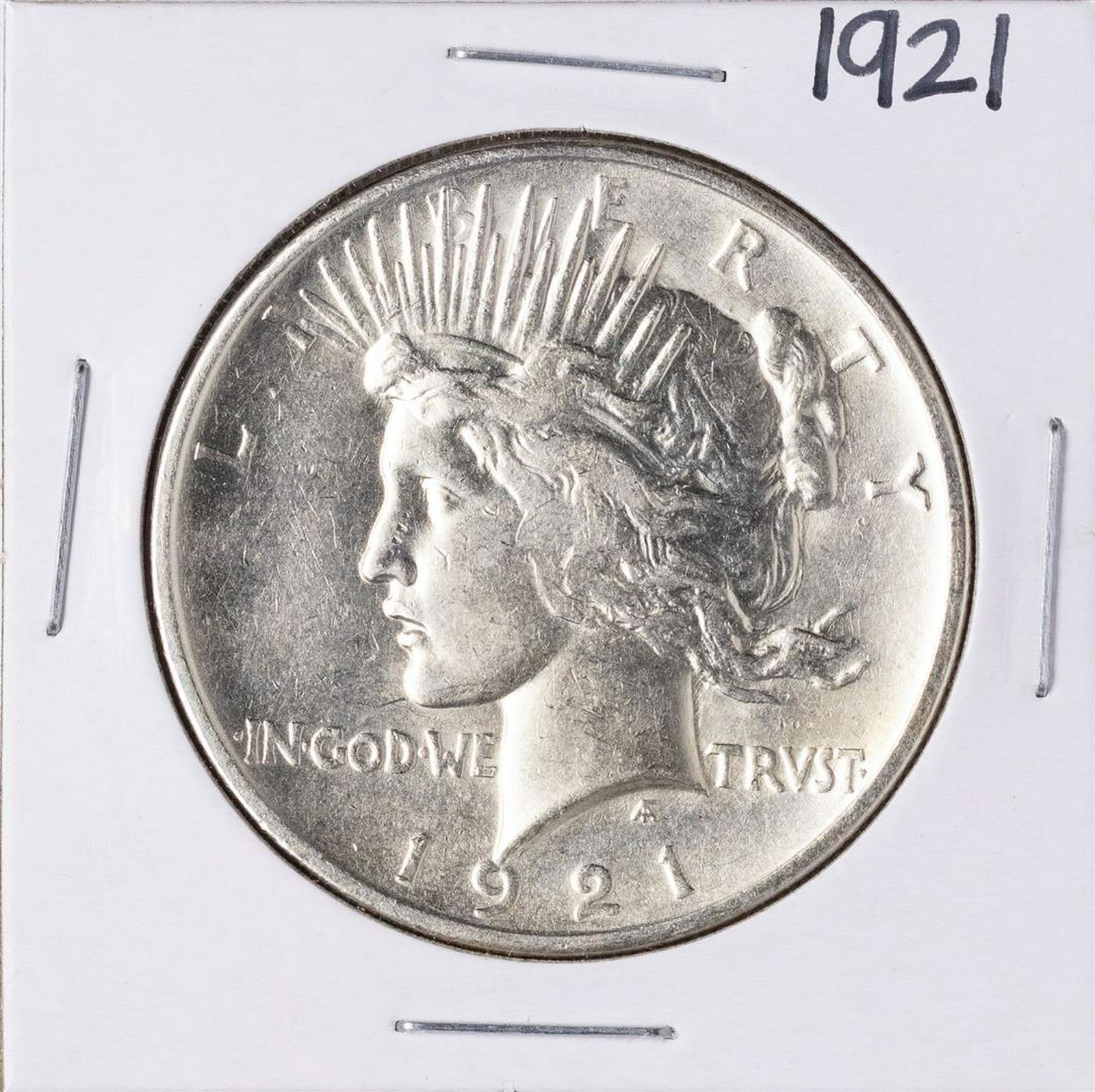 1921 $1 Peace Silver Dollar Coin: One 1921 $1 Peace Silver Dollar Coin.