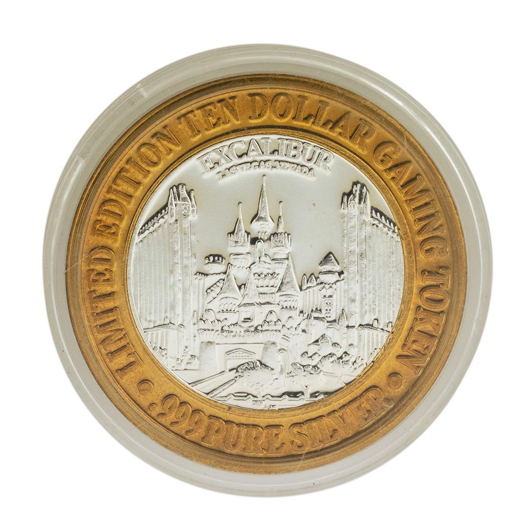 .999 Silver Excalibur Las Vegas, NV $10 Casino Limited: One .999 Silver Excalibur Las Vegas, NV $10 Casino Limited Edition Gaming Token.