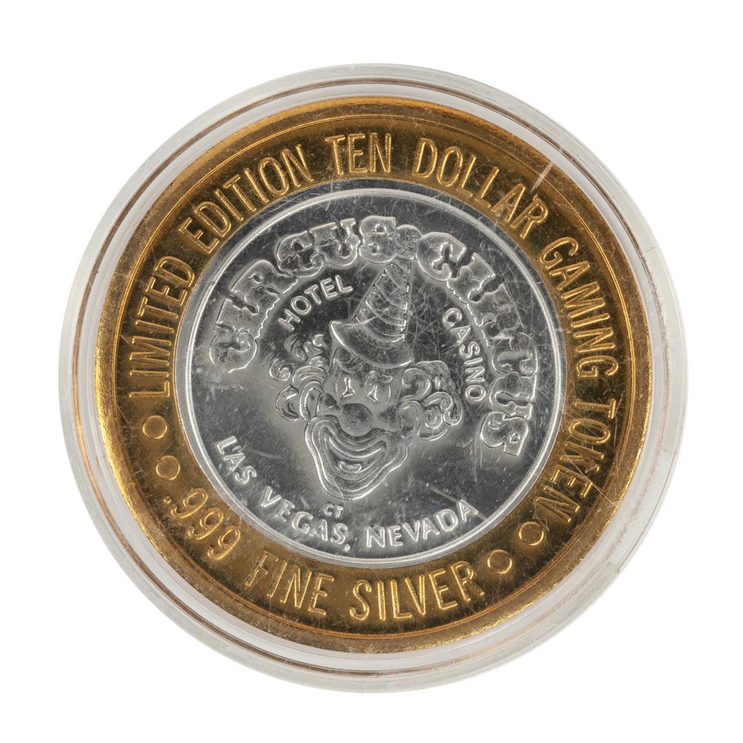 .999 Fine Silver Circus Circus Las Vegas, Nevada $10: One .999 Fine Silver Circus Circus Las Vegas, Nevada $10 Limited Edition Gaming Token.