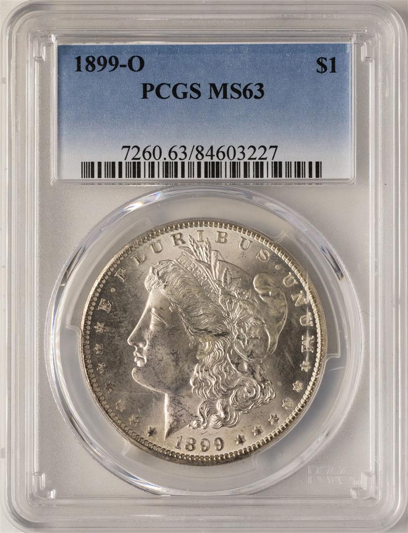 1899-O $1 Morgan Silver Dollar Coin PCGS MS63: One 1899-O $1 Morgan Silver Dollar Coin PCGS MS63. PCGS Graded.