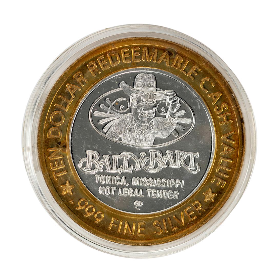 .999 Silver Bally Bart Tunica, Mississippi $10 Casino: One .999 Silver Bally Bart Tunica, Mississippi $10 Casino Limited Edition Gaming Token.