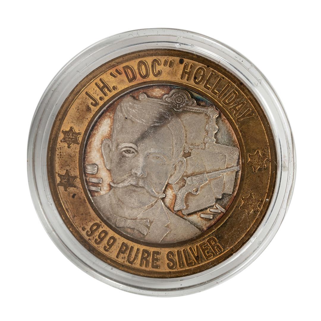 .999 Fine Silver J.H. Doc Holliday $10 Limited Edition: One .999 Fine Silver J.H. Doc Holliday $10 Limited Edition Lawmen Series Gaming Token.
