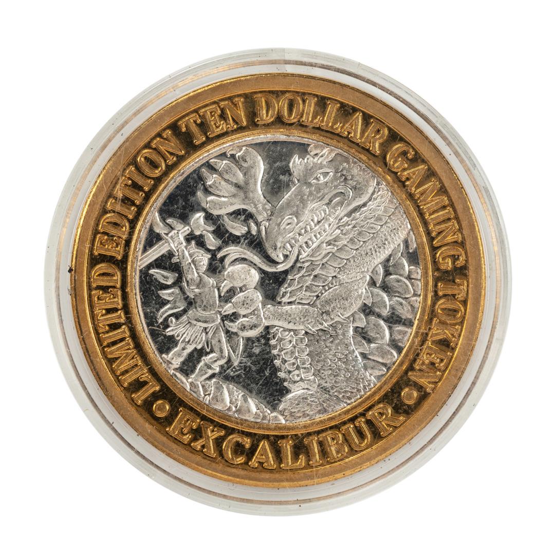 .999 Silver Excalibur Las Vegas Nevada $10 Casino: One .999 Silver Excalibur Las Vegas Nevada $10 Casino Limited Edition Gaming Token.