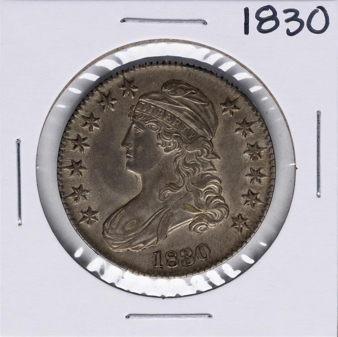 1830 Capped Bust Half Dollar Coin: One 1830 Capped Bust Half Dollar Coin.