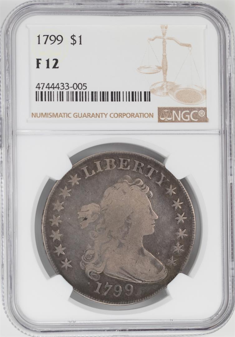 1799 Flowing Hair Silver Dollar Coin Ngc F12 Sep 21 2019 Bk