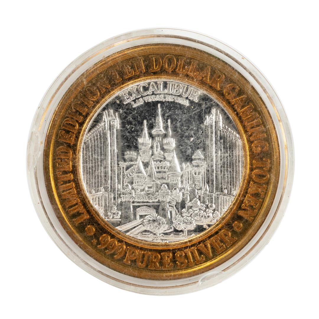 .999 Silver Excalibur Las Vegas Nevada $10 Casino: One .999 Silver Excalibur Las Vegas Nevada $10 Casino Limited Edition Gaming Token.