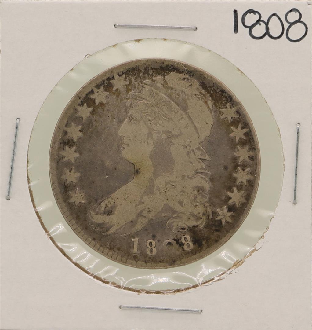 1808 Capped Bust Half Dollar Coin: One 1808 Capped Bust Half Dollar Coin.