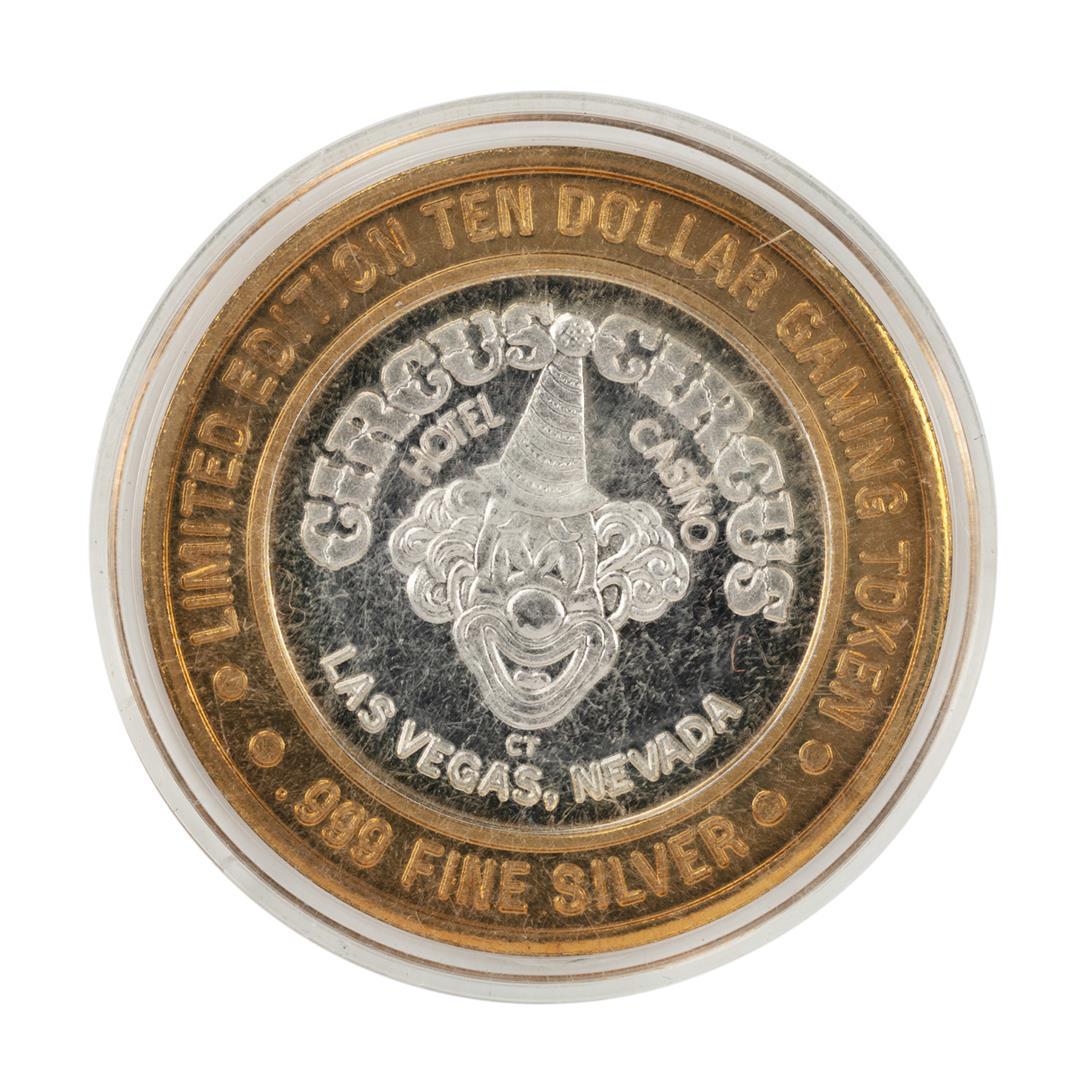 .999 Fine Silver Circus Circus Las Vegas, Nevada $10: One .999 Fine Silver Circus Circus Las Vegas, Nevada $10 Limited Edition Gaming Token.