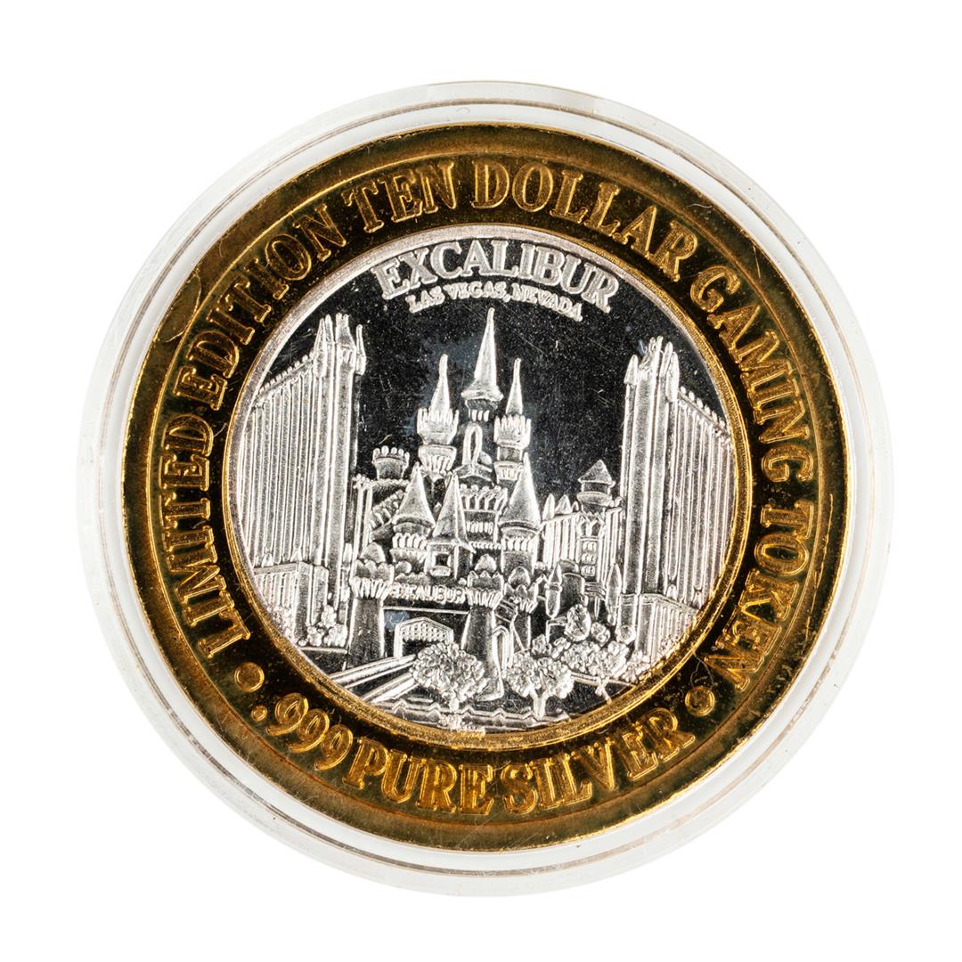 .999 Silver Excalibur Las Vegas, NV $10 Casino Limited: One .999 Silver Excalibur Las Vegas, NV $10 Casino Limited Edition Gaming Token.