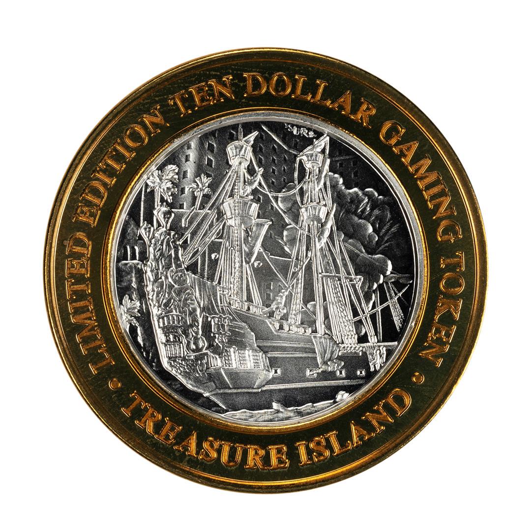 .999 Fine Silver Treasure Island Las Vegas, Nevada $10: One .999 Fine Silver Treasure Island Las Vegas, Nevada $10 Limited Edition Gaming Token.