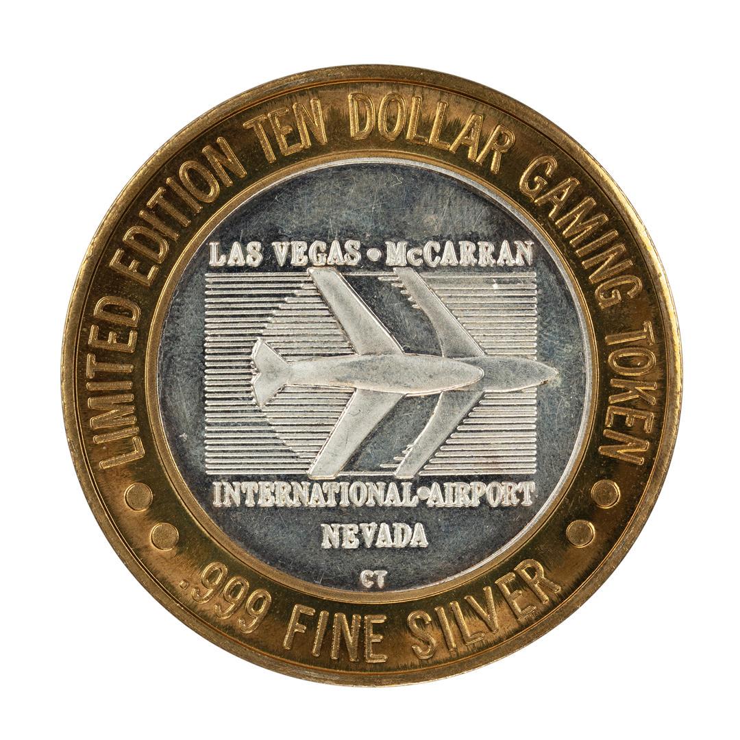 .999 Silver McCarran International Airport Las Vegas,: One .999 Silver McCarran International Airport Las Vegas, NV $10 Limited Casino Token.