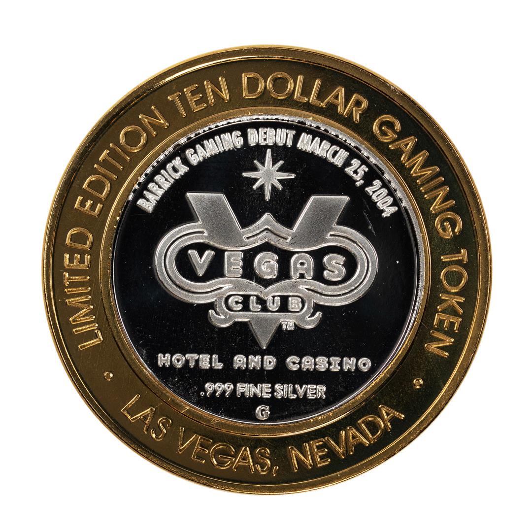 .999 Fine Silver Las Vegas Club $10 Limited Edition: One .999 Fine Silver Las Vegas Club $10 Limited Edition Gaming Token.