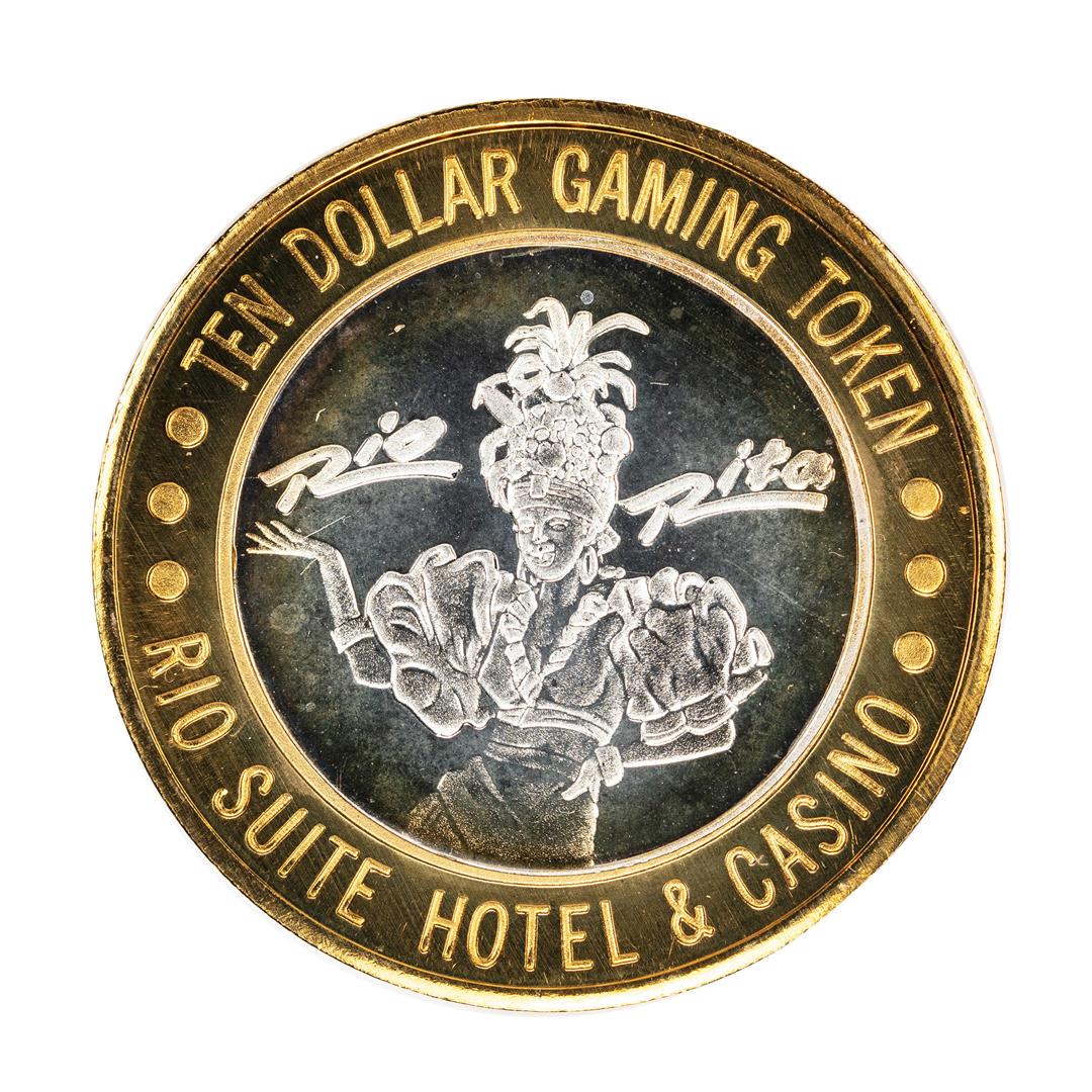 .999 Silver Rio Suite Hotel & Casino Las Vegas $10: One .999 Silver Rio Suite Hotel & Casino Las Vegas $10 Limited Edition Gaming Token.