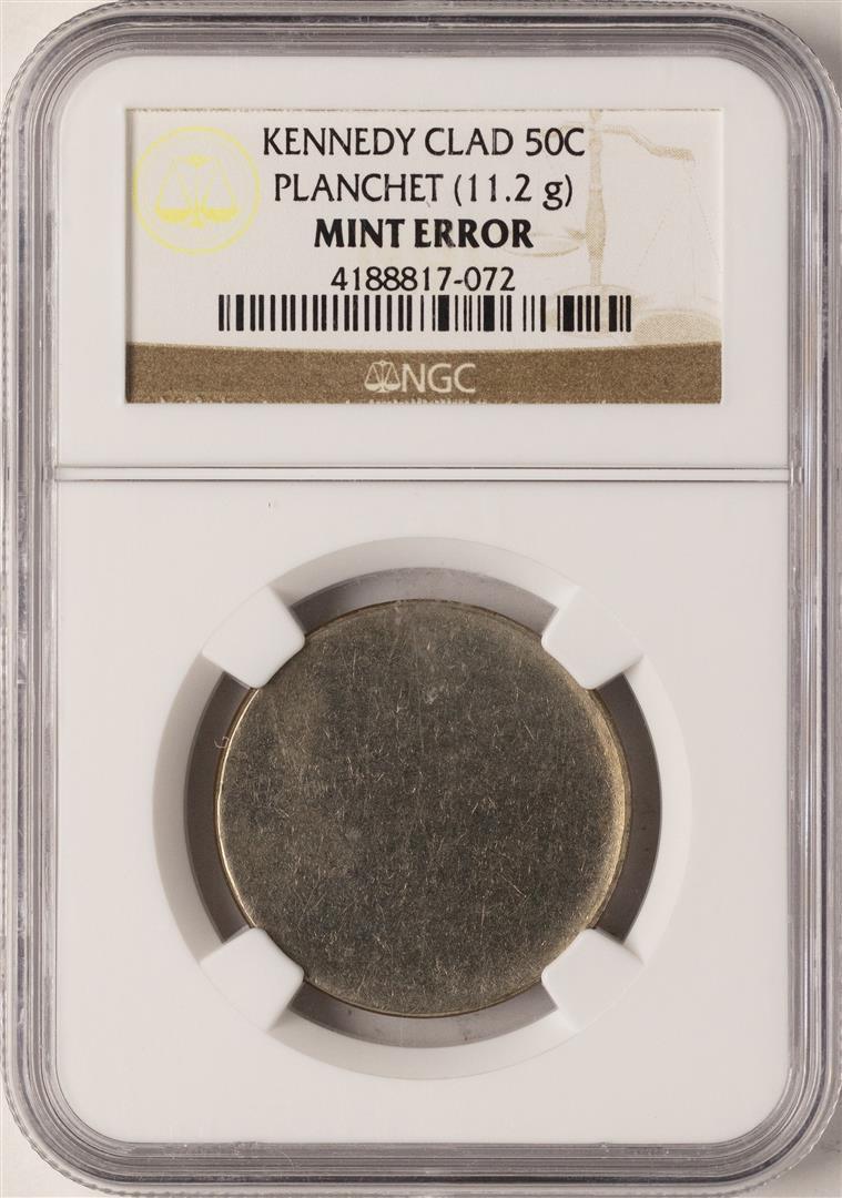 Kennedy Clad Half Dollar Blank Planchet NGC Mint Error: One Kennedy Clad Half Dollar Blank Planchet NGC Mint Error. NGC Certified.
