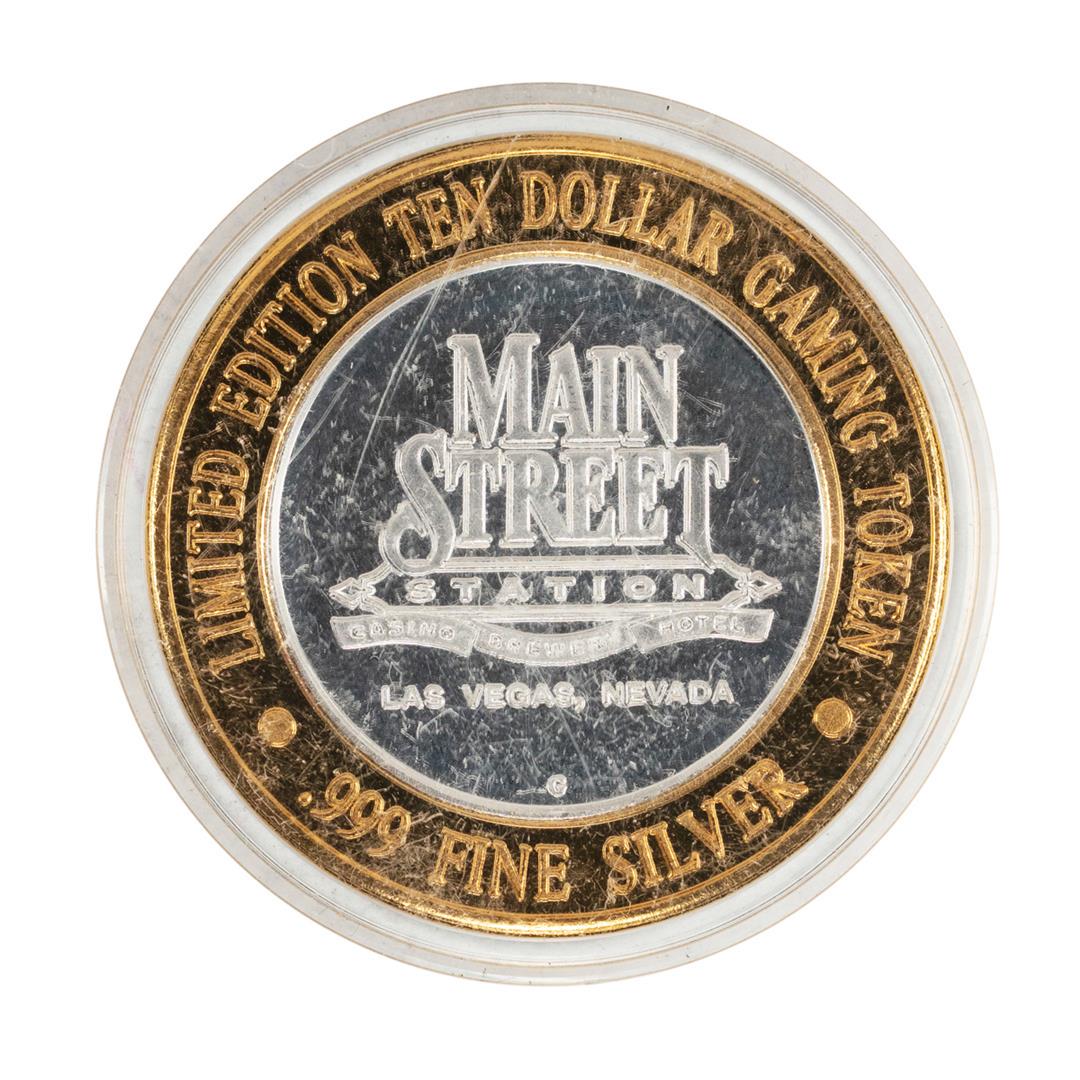 .999 Silver Main Street Station Las Vegas, NV $10: One .999 Silver Main Street Station Las Vegas, NV $10 Limited Edition Casino Gaming Token.