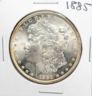 1885 $1 Morgan Silver Dollar Coin: One 1885 $1 Morgan Silver Dollar Coin.