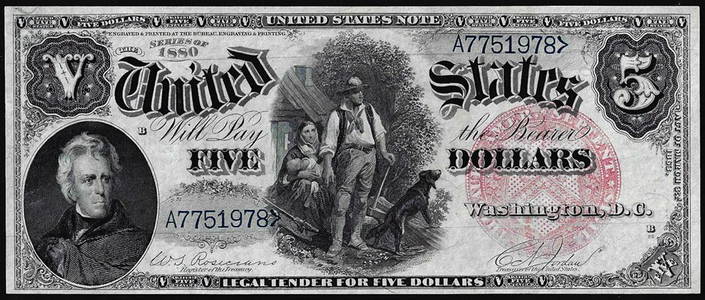 1880 $5 Woodchopper Legal Tender Note
