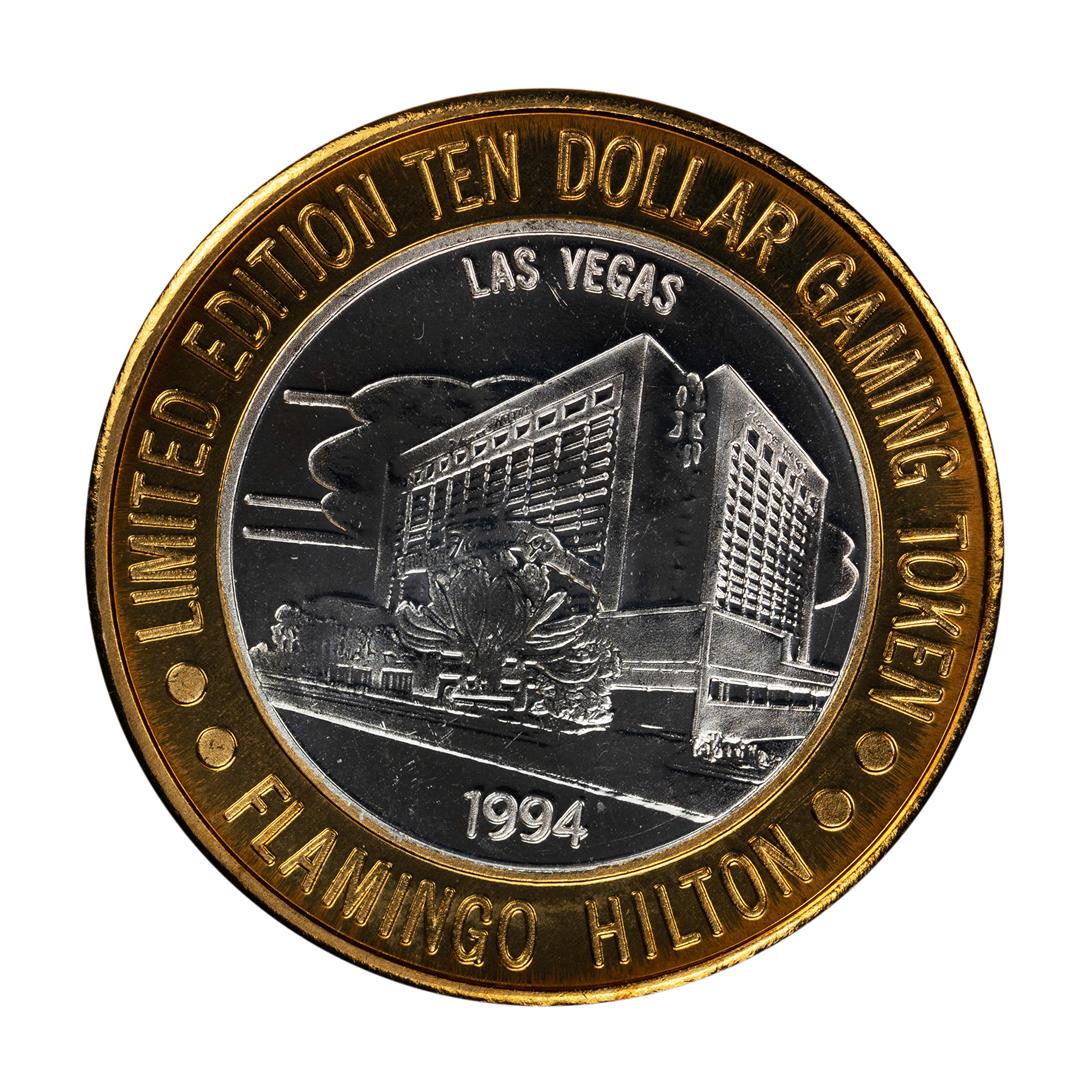 .999 Silver Flamingo Hilton Las Vegas, Nevada $10: One .999 Silver Flamingo Hilton Las Vegas, Nevada $10 Casino Limited Edition Gaming Token.