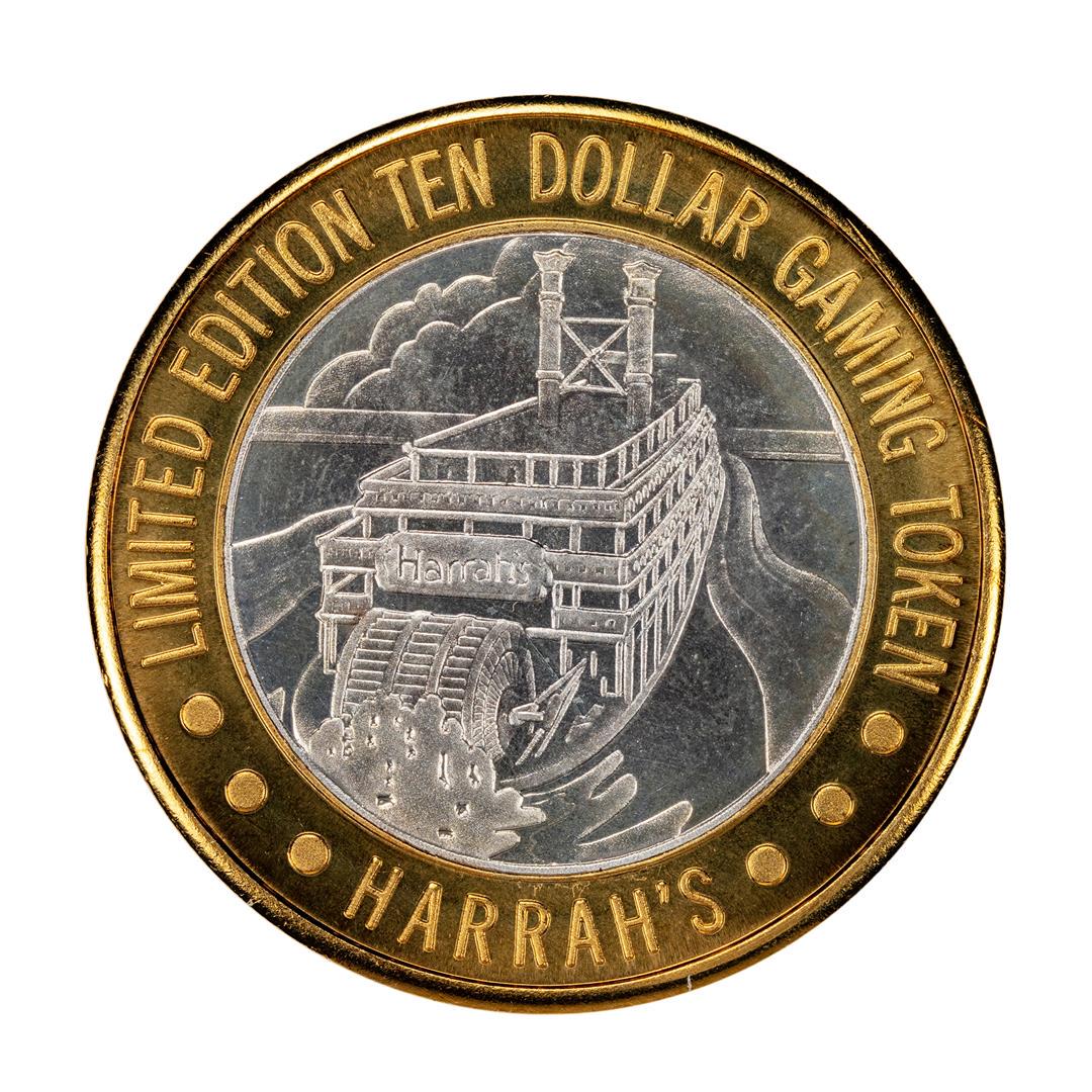 .999 Silver Harrah's Las Vegas, Nevada $10 Casino: One .999 Silver Harrah's Las Vegas, Nevada $10 Casino Limited Edition Gaming Token.