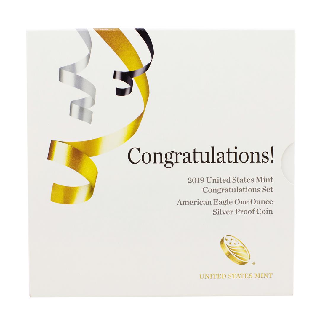 2019-W $1 Congratulations Set Proof American Silver: One 2019-W $1 Congratulations Set Proof American Silver Eagle Coin.