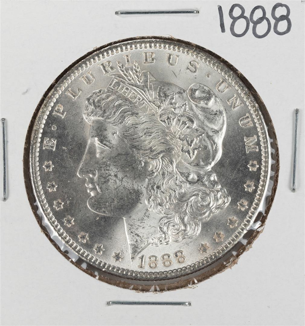 1888 $1 Morgan Silver Dollar Coin: One 1888 $1 Morgan Silver Dollar Coin.