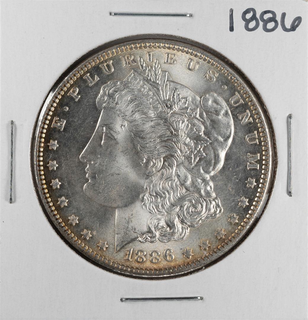 1886 $1 Morgan Silver Dollar Coin: One 1886 $1 Morgan Silver Dollar Coin.