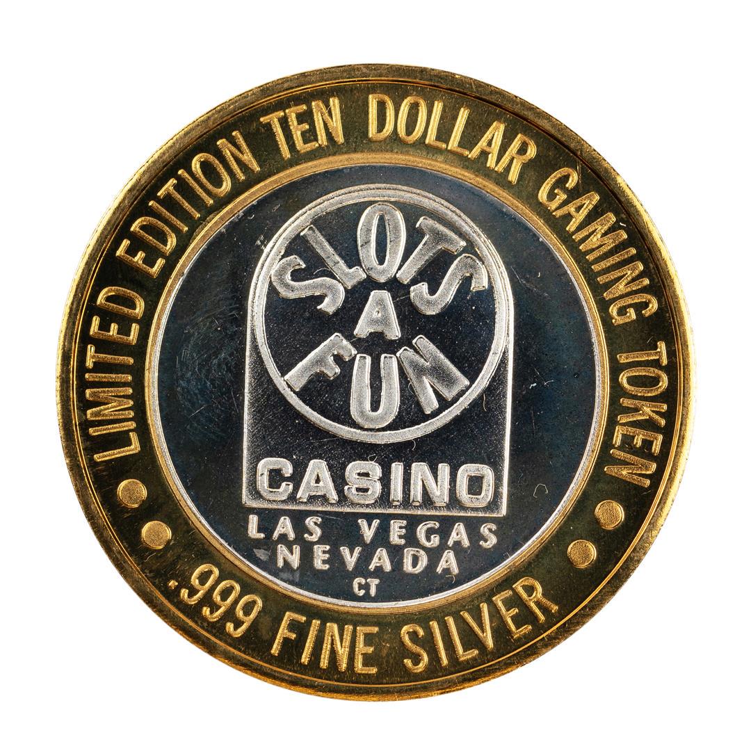 .999 Silver Slots A Fun Casino Las Vegas, NV $10: One .999 Silver Slots A Fun Casino Las Vegas, NV $10 Limited Edition Casino Gaming Token.