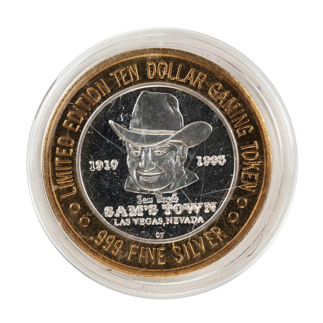 .999 Fine Silver Sam's Town Casino Las Vegas $10: One .999 Fine Silver Sam's Town Casino Las Vegas $10 Limited Edition Gaming Token.