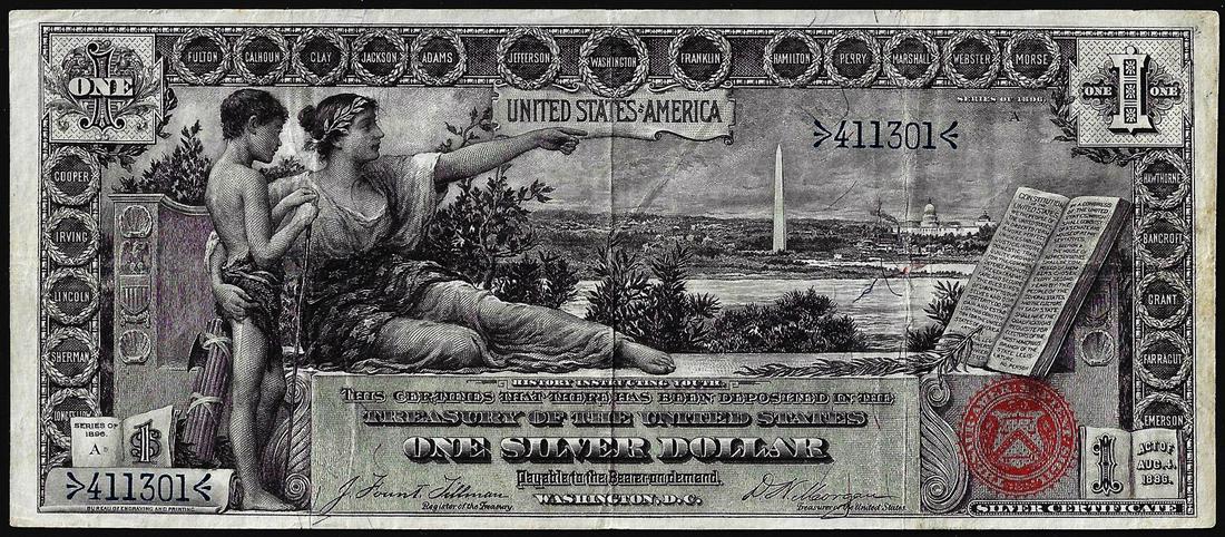 1896 $1 Educational Silver Certificate Note: One 1896 $1 Educational Silver Certificate Note.