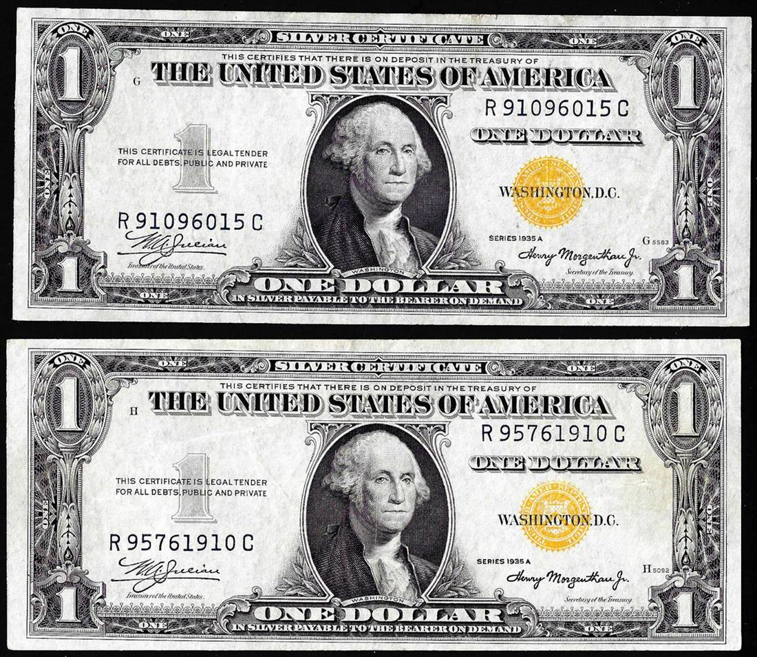 Lot of (2) 1935A $1 North Africa WWII Emergency Issue: One Lot of (2) 1935A $1 North Africa WWII Emergency Issue Silver Certificate Notes.