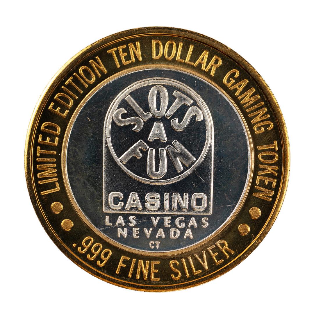 .999 Silver Slots A Fun Casino Las Vegas, NV $10: One .999 Silver Slots A Fun Casino Las Vegas, NV $10 Limited Edition Casino Gaming Token.