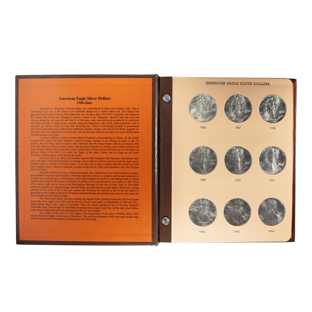 Set of 1986-2019 $1 American Silver Eagle Coins in: One Set of 1986-2019 $1 American Silver Eagle Coins in Dansco Book.