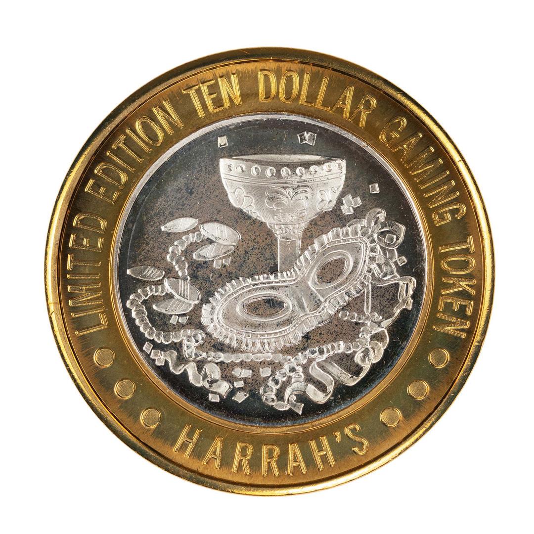 .999 Fine Silver Harrahs Casino Las Vegas, Nevada $10: One .999 Fine Silver Harrahs Casino Las Vegas, Nevada $10 Limited Edition Gaming Token.