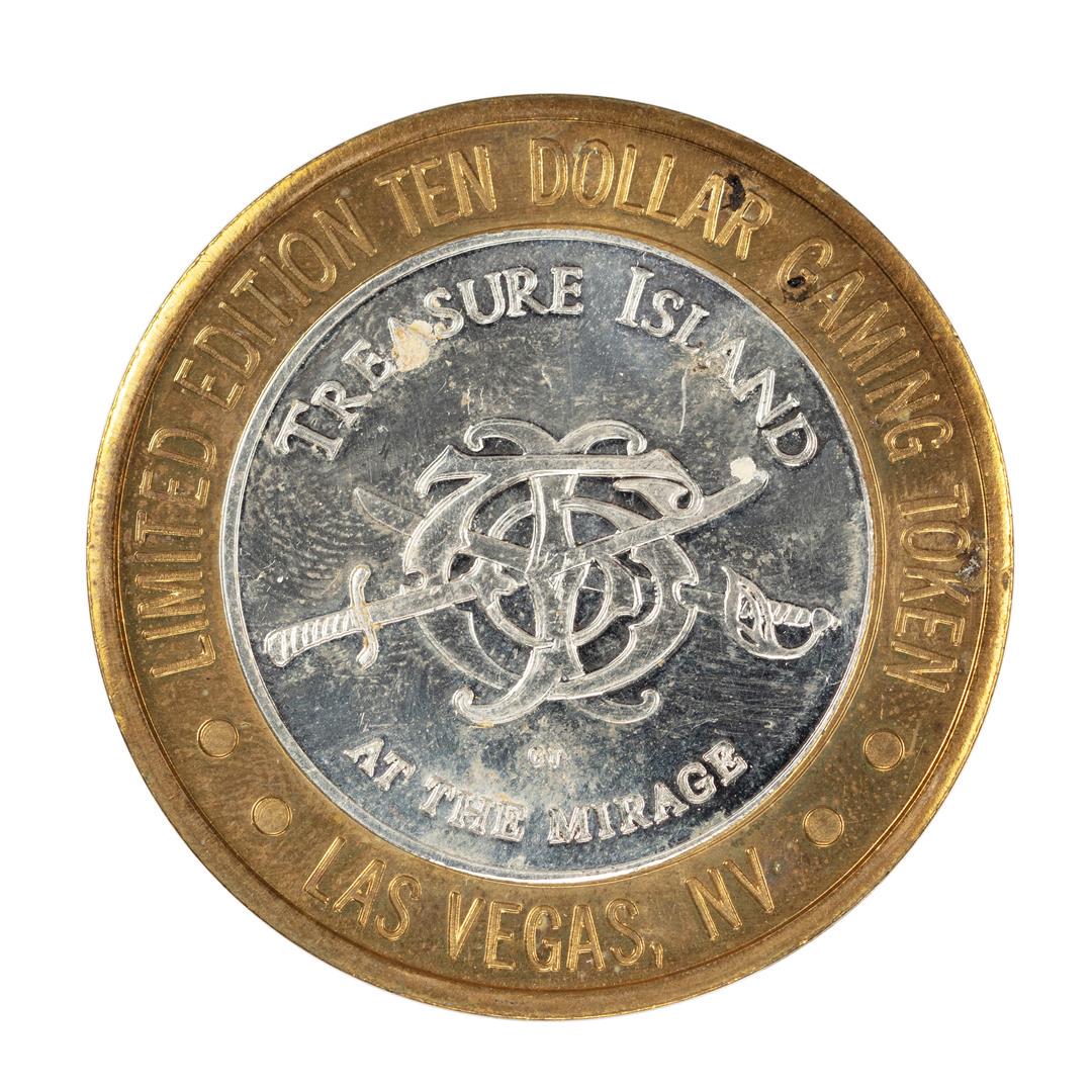 .999 Silver Treasure Island Las Vegas, Nevada $10: One .999 Silver Treasure Island Las Vegas, Nevada $10 Casino Limited Edition Gaming Token.