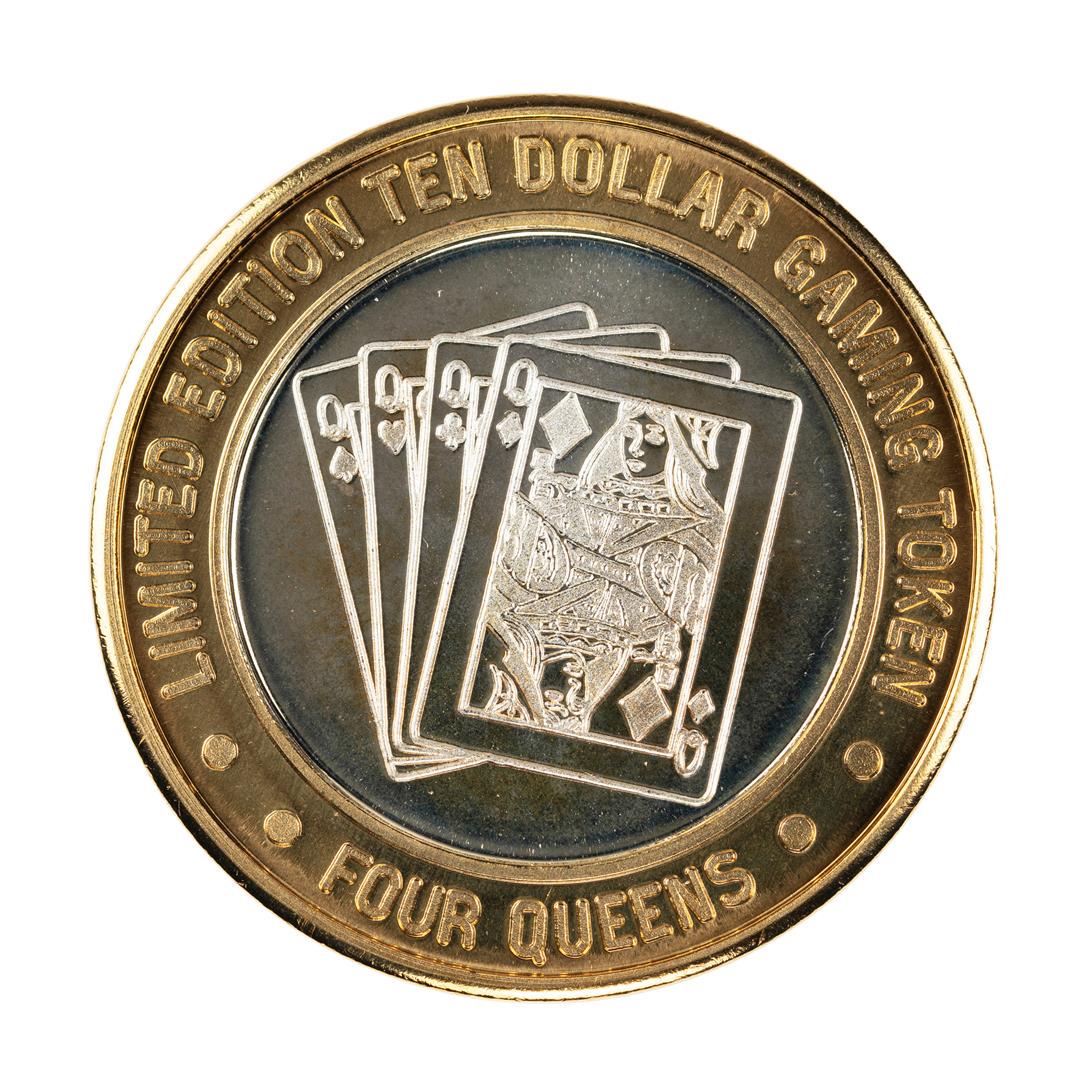 .999 Silver Four Queens Casino Hotel Las Vegas $10: One .999 Silver Four Queens Casino Hotel Las Vegas $10 Limited Edition Gaming Token.
