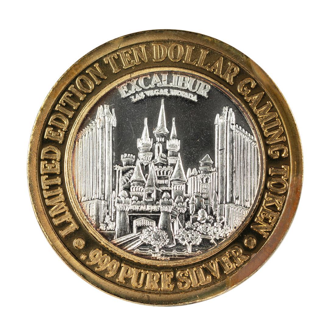 .999 Silver Excalibur Las Vegas, NV $10 Casino Limited: One .999 Silver Excalibur Las Vegas, NV $10 Casino Limited Edition Gaming Token.