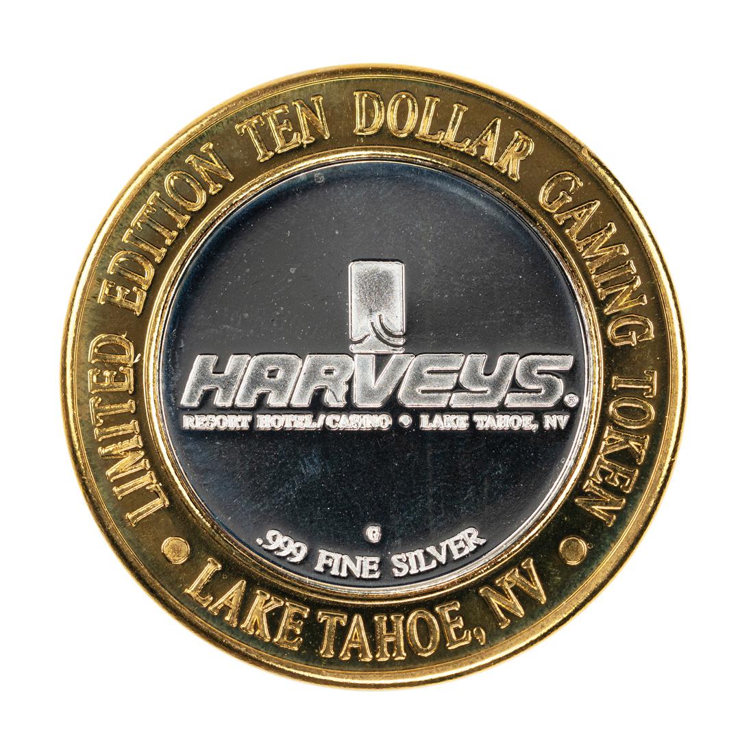 .999 Fine Silver Harveys Resort Lake Tahoe, Nevada $10: One .999 Fine Silver Harveys Resort Lake Tahoe, Nevada $10 Limited Edition Gaming Token.