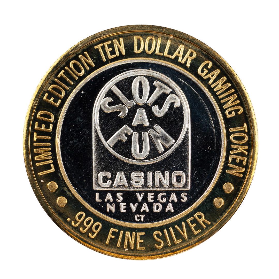 .999 Silver Slots A Fun Casino Las Vegas, NV $10: One .999 Silver Slots A Fun Casino Las Vegas, NV $10 Limited Edition Casino Gaming Token.
