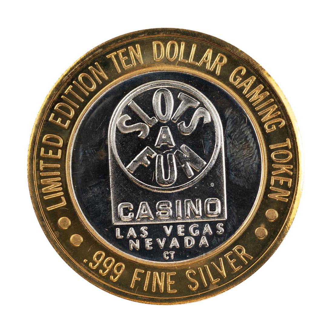 .999 Silver Slots A Fun Casino Las Vegas, NV $10: One .999 Silver Slots A Fun Casino Las Vegas, NV $10 Limited Edition Casino Gaming Token.