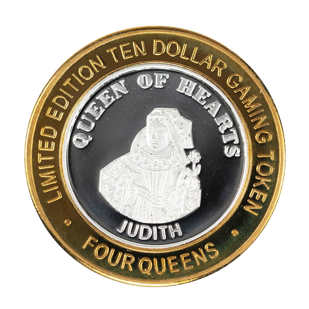.999 Silver Four Queens Hotel & Casino Nevada $10: One .999 Silver Four Queens Hotel & Casino Nevada $10 Limited Edition Gaming Token.