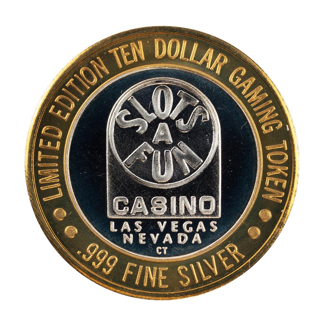 .999 Silver Slots A Fun Casino Las Vegas, NV $10: One .999 Silver Slots A Fun Casino Las Vegas, NV $10 Limited Edition Casino Gaming Token.