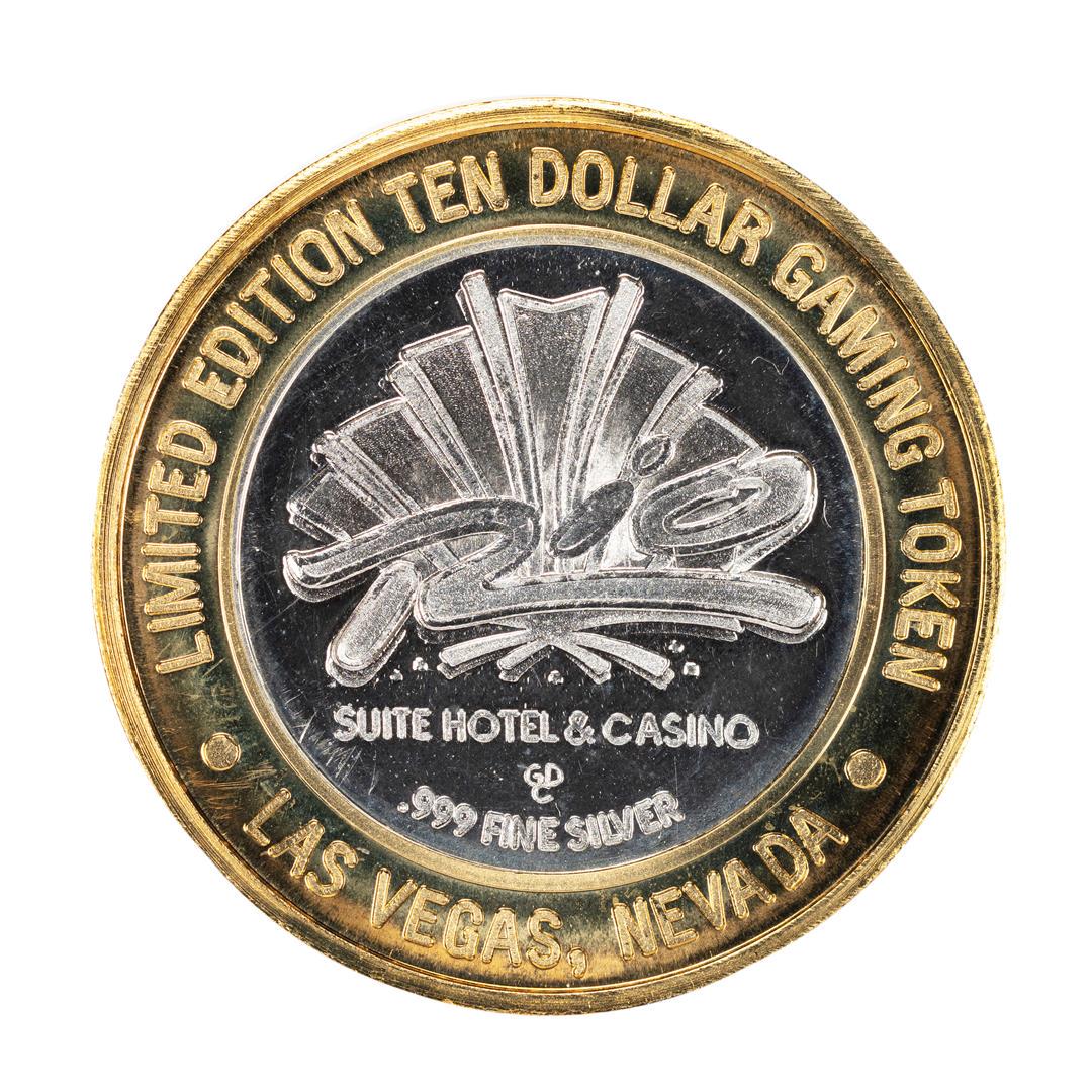 .999 Silver Rio Suite Hotel & Casino Las Vegas $10: One .999 Silver Rio Suite Hotel & Casino Las Vegas $10 Limited Edition Gaming Token.